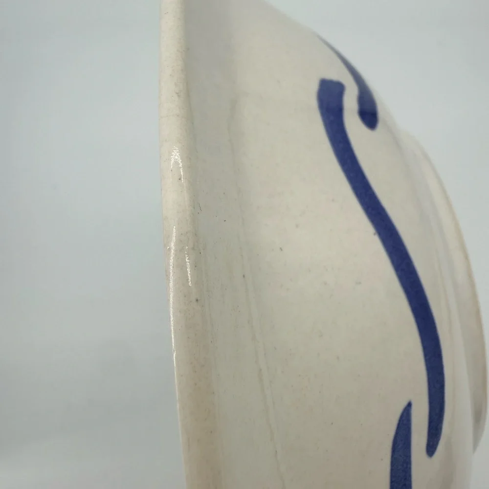 Hand-Painted Fish Ceramic Bowl in Blue, Yellow & Black